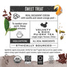 Infographic about Chocolate Puerh: steep 4-5 minutes, origin: Yunnan China, high caffeine, all real ingredients, ethically sourced