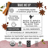 Infographic about Golden Chai: steep 4-5 minutes, origin: Assam India, high caffeine, all real ingredients, ethically sourced